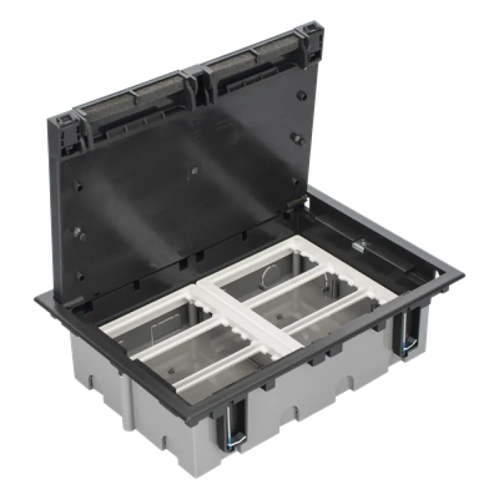 Caja de Piso Falso / 6 Módulos Dobles / Profundidad Ajustable 90-120 mm (3.54-4.72 in) / Tapa Embellecedora / IK08 / +125 °C