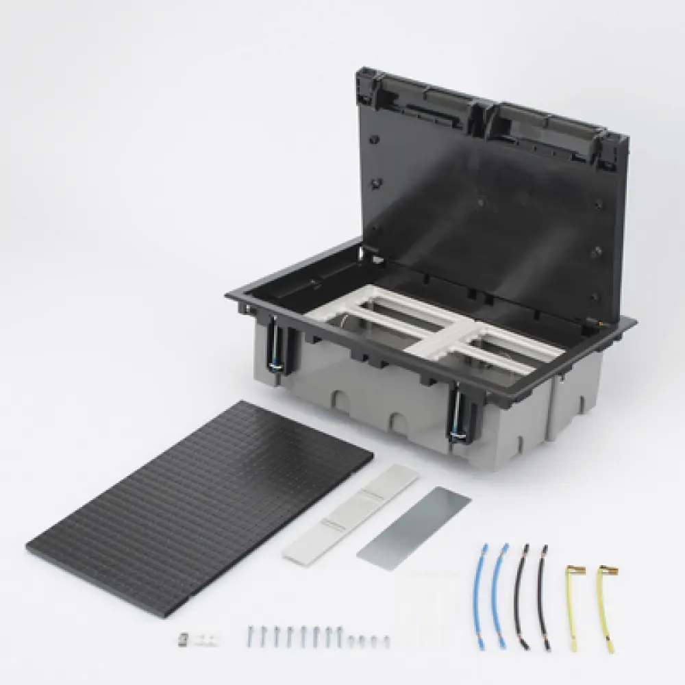 Caja de Piso Falso / 6 Módulos Dobles / Profundidad Ajustable 90-120 mm (3.54-4.72 in) / Tapa Embellecedora / IK08 / +125 °C