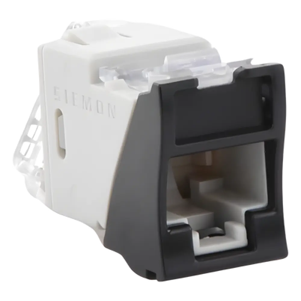 Jack / Cat6 / UTP / Montaje Híbrido Plano-Angulado / 1 Puerto / Negro / 22-24 AWG / -10 a 60 °C