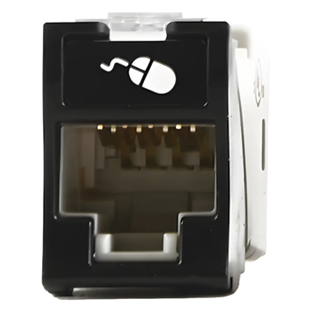 Jack / Cat6 / UTP / Montaje Híbrido Plano-Angulado / 1 Puerto / Negro / 22-24 AWG / -10 a 60 °C