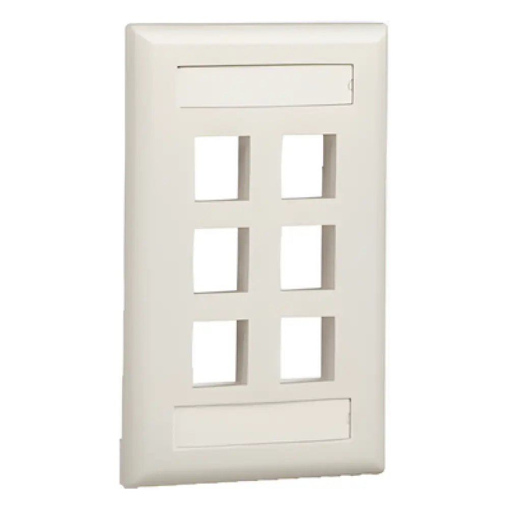 Placa de Pared Vertical / 6 Puertos Keystone / ABS / 69.8 x 114.3 mm / 2.75 x 4.5 pulg. / RoHS / Blanco