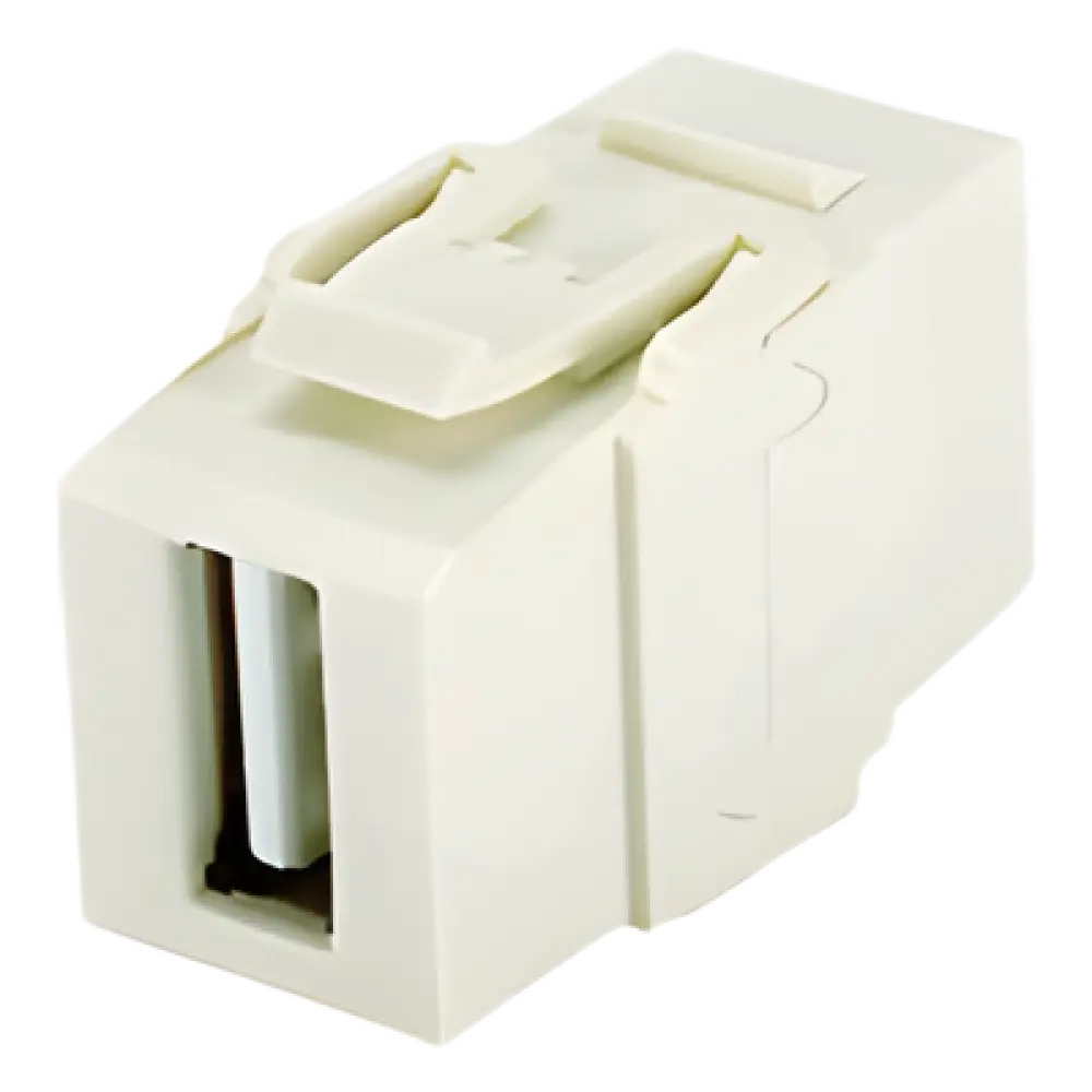 Módulo Acoplador USB 2.0 / Keystone / Hembra a Hembra / Blanco Mate / 1 Espacio Modular