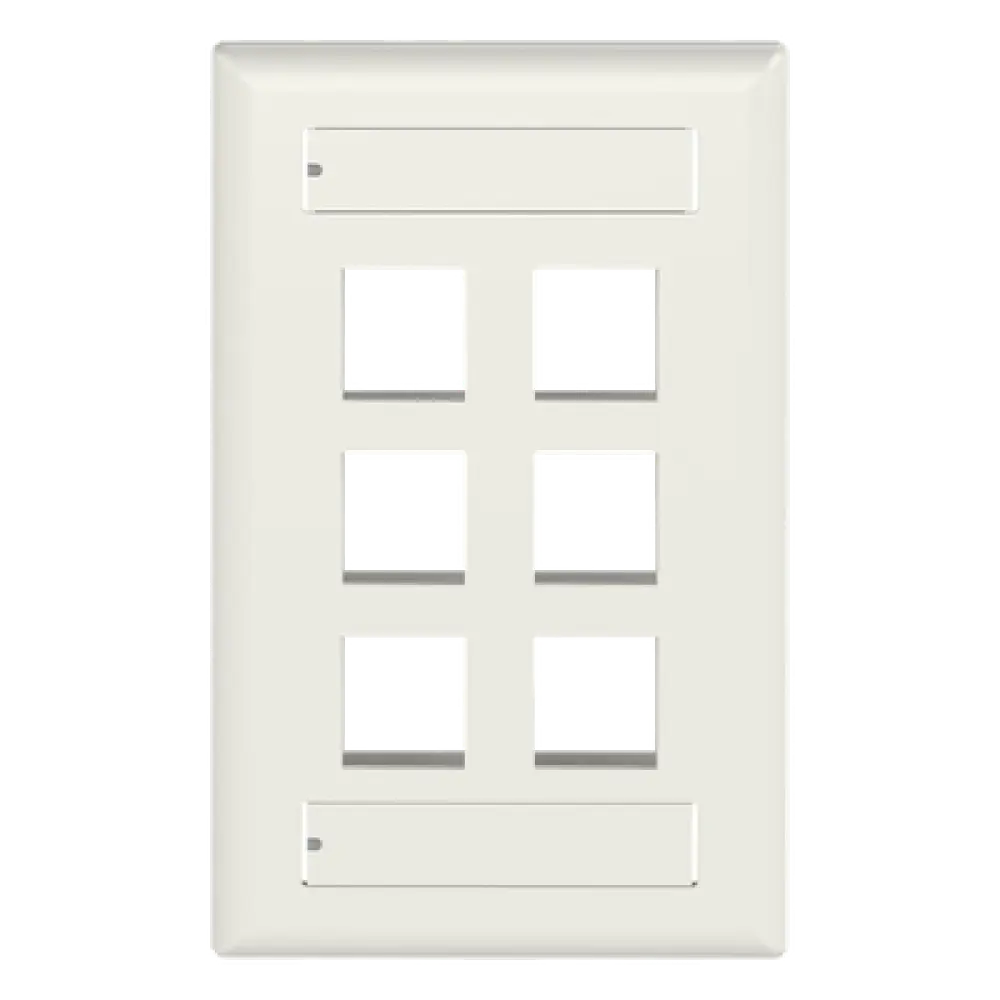 Placa de Pared Vertical / 6 Puertos Keystone / Blanco Mate / 2.75 x 4.5 pulg.