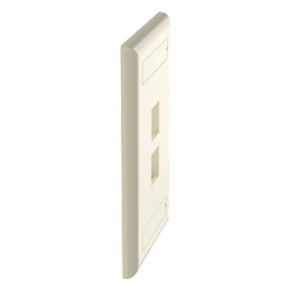 Placa de Pared Vertical / 2 Puertos Keystone / Diseño Plano / 69.8 x 114.3 mm / 2.75 x 4.5 pulg. / Color Marfil