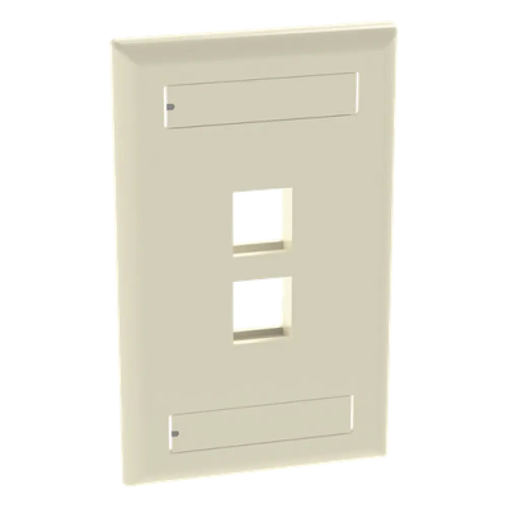 Placa de Pared Vertical / 2 Puertos Keystone / Diseño Plano / 69.8 x 114.3 mm / 2.75 x 4.5 pulg. / Color Marfil