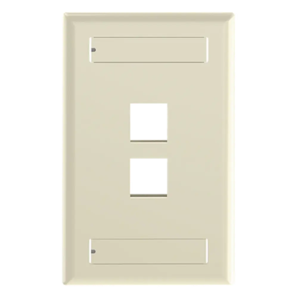 Placa de Pared Vertical / 2 Puertos Keystone / Diseño Plano / 69.8 x 114.3 mm / 2.75 x 4.5 pulg. / Color Marfil