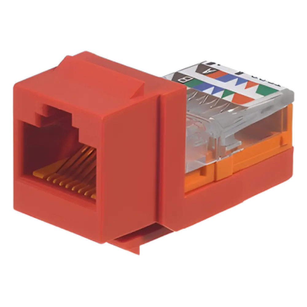 Módulo Jack Keystone / Cat 5e / UTP / 22-24 AWG / RJ45 / Leadframe / PoE / Rojo
