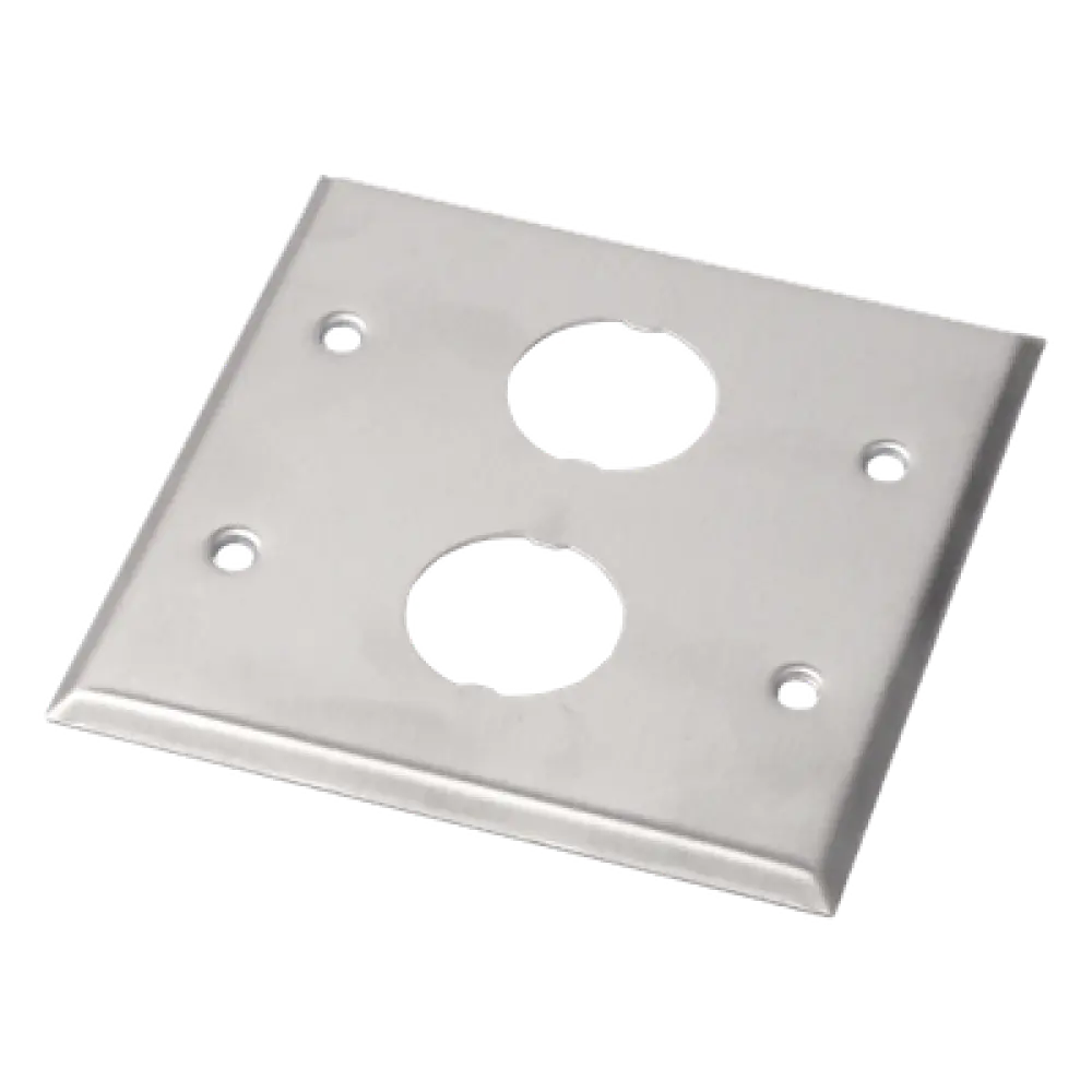 Placa de Pared Doble Industrial / 2 Puertos / Acero Inoxidable / 4.59x4.5x0.16 in / Montaje Vertical