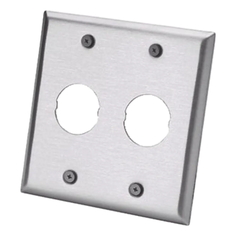 Placa de Pared Doble Industrial / 2 Puertos / Acero Inoxidable / 4.59x4.5x0.16 in / Montaje Vertical