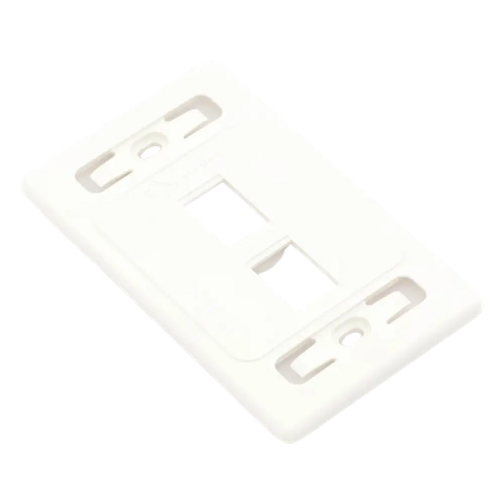 Placa de Pared Modular / 2 Salidas / Formato Single Gang / Resistente UV / Alto Impacto / Blanco