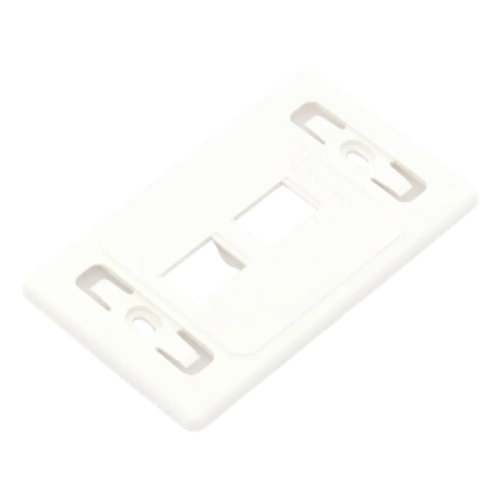 Placa de Pared Modular / 2 Salidas / Formato Single Gang / Resistente UV / Alto Impacto / Blanco
