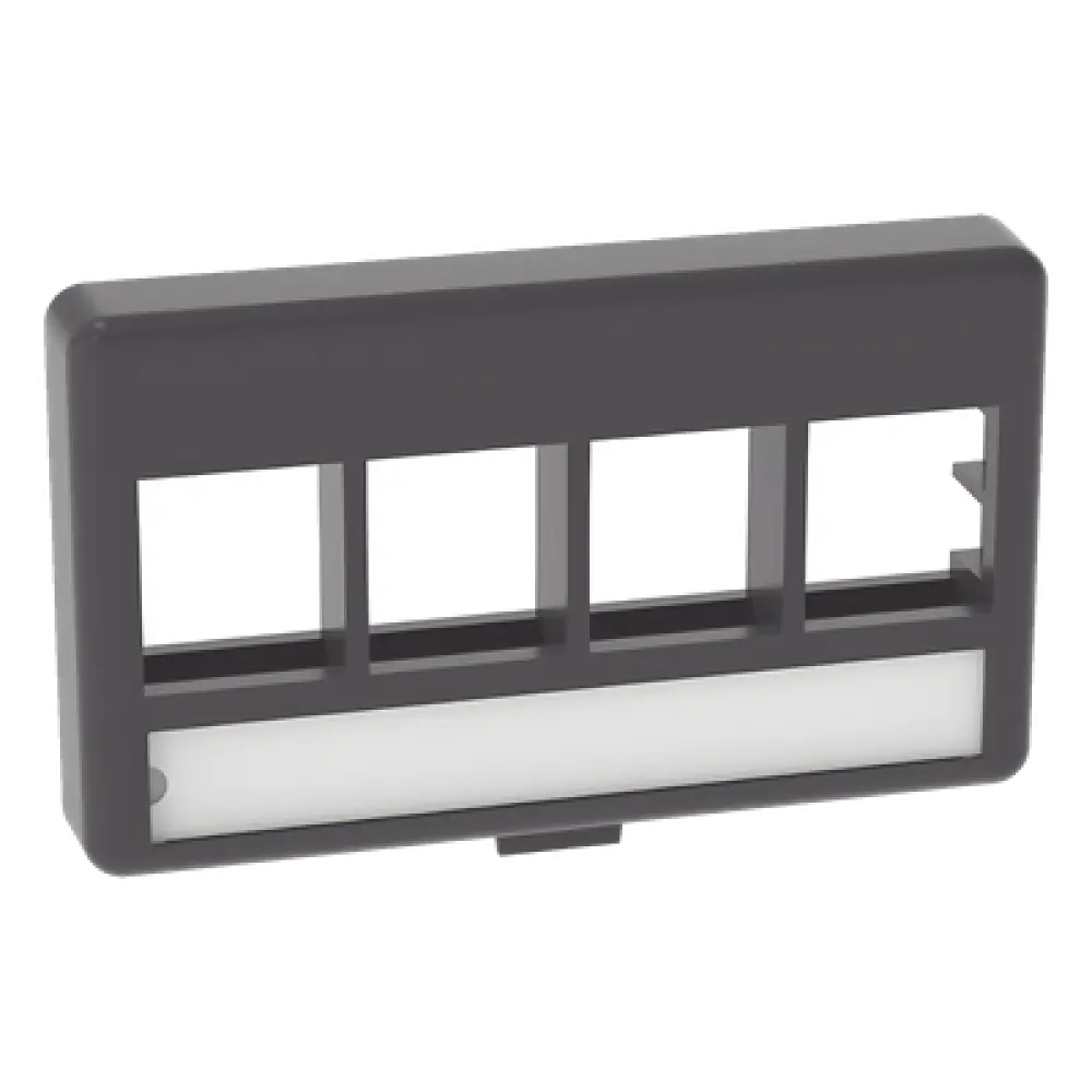 Placa de Mobiliario Modular / 4 Puertos Keystone / Salida Plana / 2.9" x 1.77" (73.66 x 44.95 mm) / Color Negro