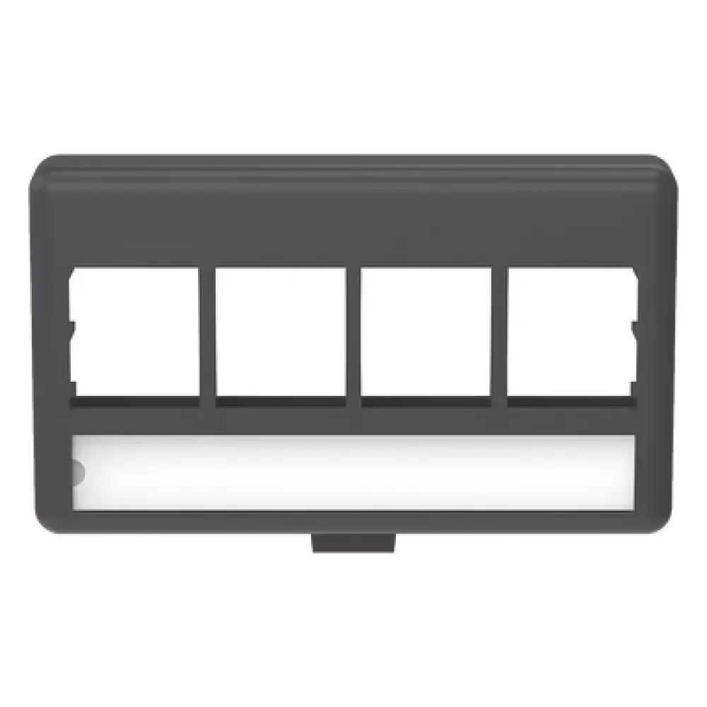 Placa de Mobiliario Modular / 4 Puertos Keystone / Salida Plana / 2.9" x 1.77" (73.66 x 44.95 mm) / Color Negro