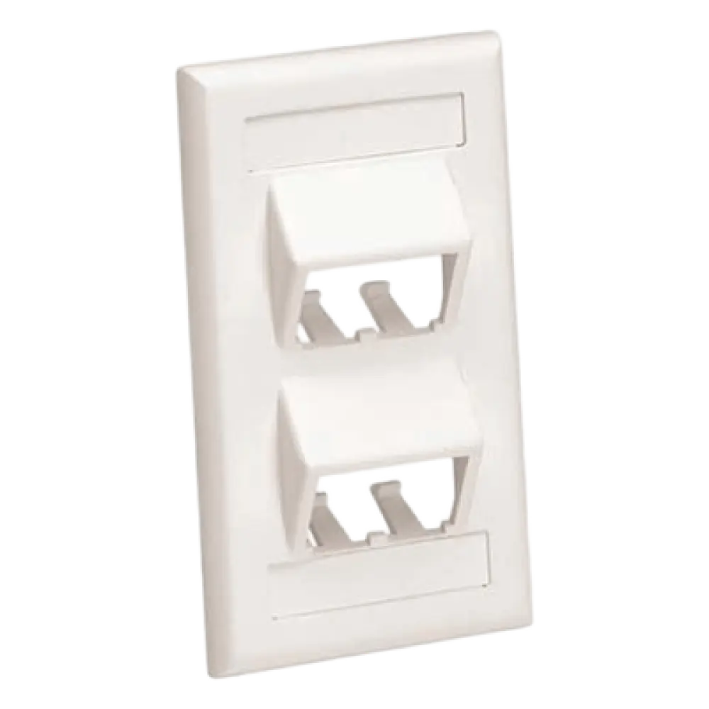 Placa de Pared Vertical / 4 Puertos Mini-Com Inclinados / Con Espacios para Etiquetas / Blanco Mate