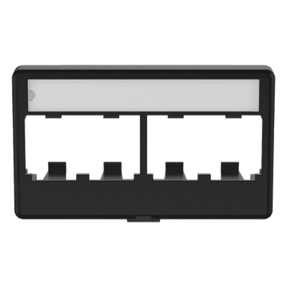 Placa de Mobiliario Modular / 4 Puertos Mini-Com / ABS Negro / 2.9x0.88x1.77 pulg (73.66x22.35x44.95 mm)