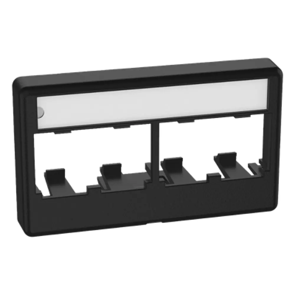 Placa de Mobiliario Modular / 4 Puertos Mini-Com / ABS Negro / 2.9x0.88x1.77 pulg (73.66x22.35x44.95 mm)