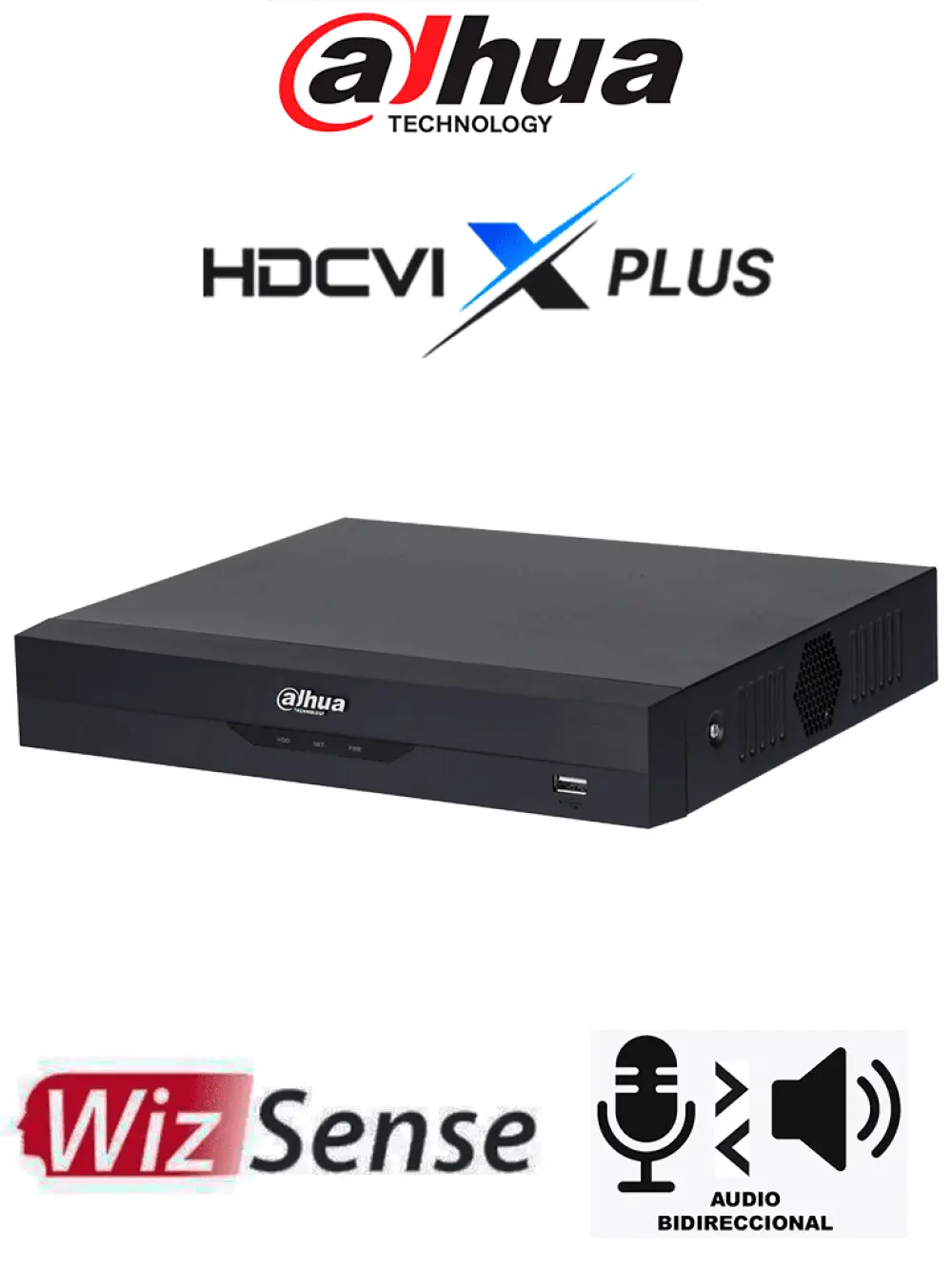DAHUA DH-XVR5116HE-I3/T - DVR de 16 Canales 5 MP Lite con WizSense/ Audio Bidireccional/ Soporta 16 Canales HDCVI o Hasta 24 Canales IP/ Reconocimiento Facial/ H.265+/ E & S de Alarma/ Compatible con Dolink Care #DVNU #PCQ2
