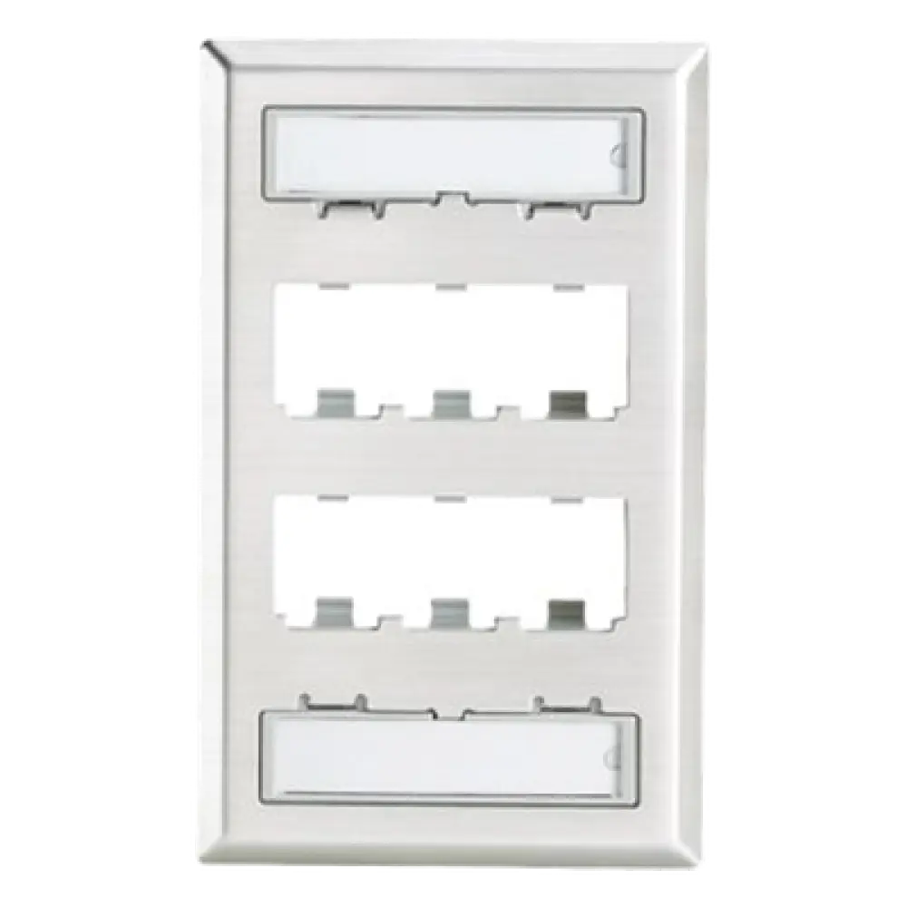 Placa de Pared Vertical / 6 Puertos Mini-Com / Acero Inoxidable Grado 304 / 69.8 x 114.3 mm / 2.75 x 4.5 in