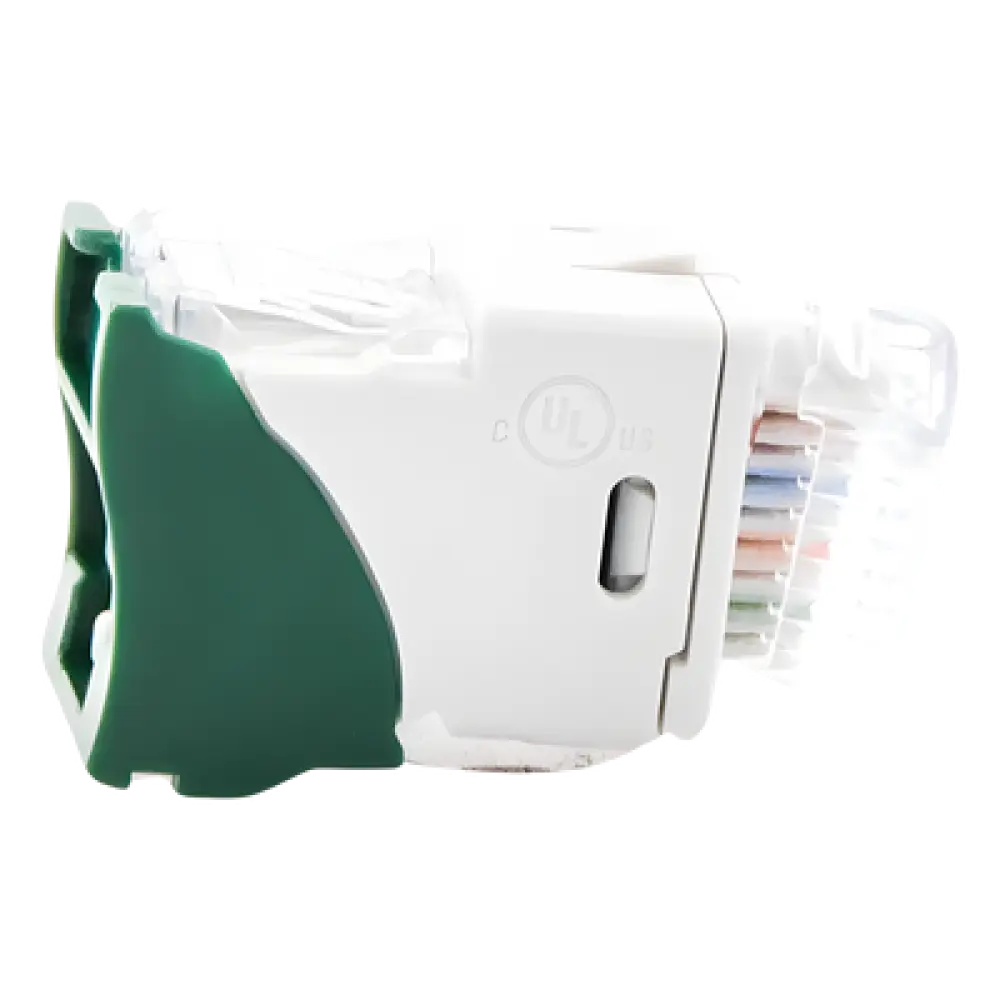 Jack RJ45 / Categoría 6 / UTP / Montaje Híbrido Plano o Angulado / Terminación 110 / Rango -10 a 60 °C