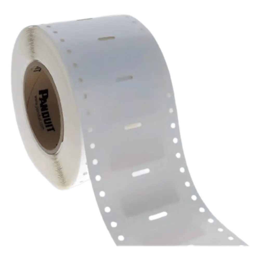 Etiqueta de Cinta Continua / 9.7 mm (0.38 in) / Poliolefina Blanca / Transferencia Térmica / 30.5 m (100 ft) / UL969 / -40°C a 82°C