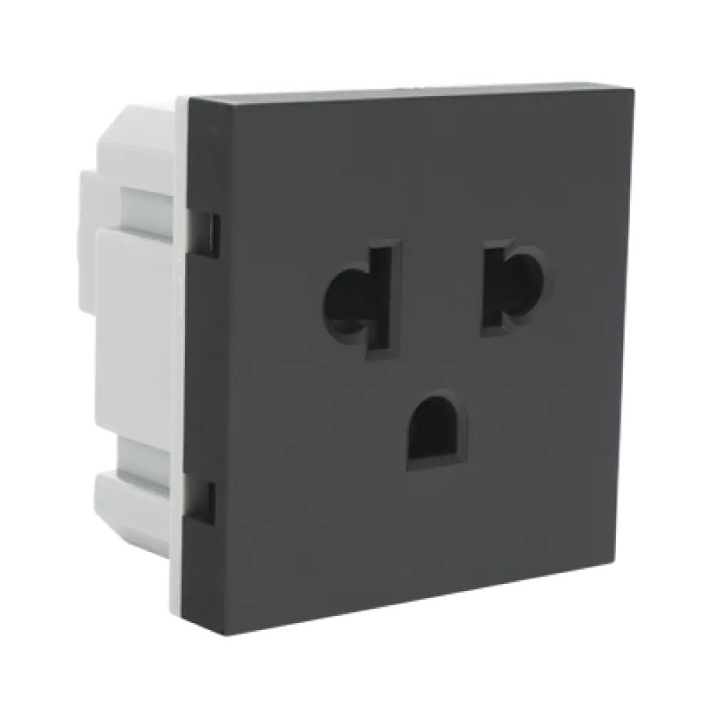 Módulo para Tomacorriente Euroamericano / Color Negro / 45x45 mm (1.77 x 1.77 pulgadas) / Compatible con Torres y Cajas para Escritorio