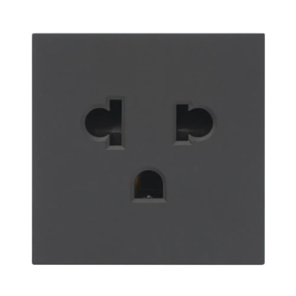 Módulo para Tomacorriente Euroamericano / Color Negro / 45x45 mm (1.77 x 1.77 pulgadas) / Compatible con Torres y Cajas para Escritorio