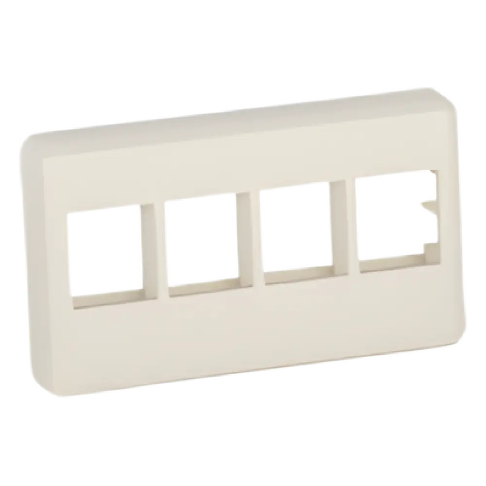 Placa de Pared Modular / 4 Puertos Keystone / Montaje Vertical / Blanco Mate / ABS