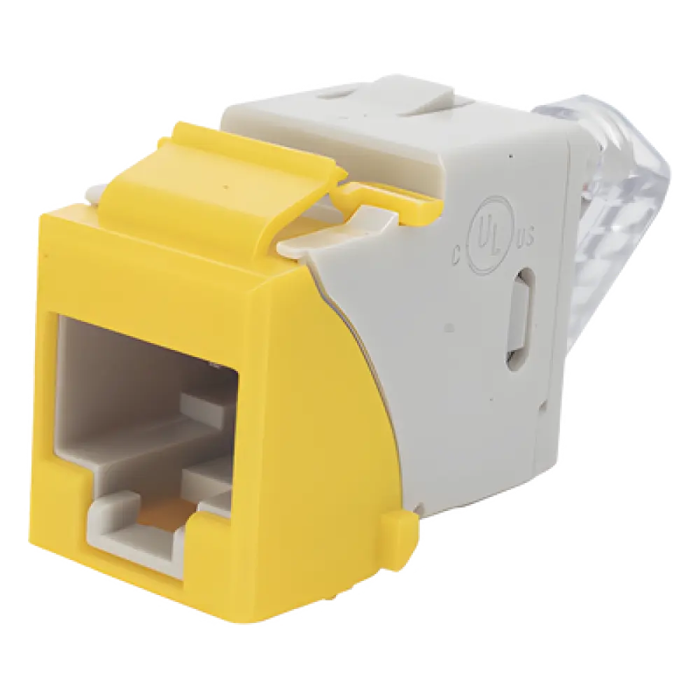 Jack de Cobre / Cat6 UTP / Montaje Híbrido Plano-Angulado / 1 Puerto RJ45 / Amarillo / -10 a 60°C