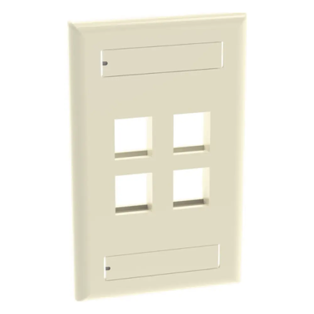 Placa de Pared Vertical / 4 Puertos Keystone / ABS / 69.8 x 114.3 mm / 2.75 x 4.5 pulg. / Marfil