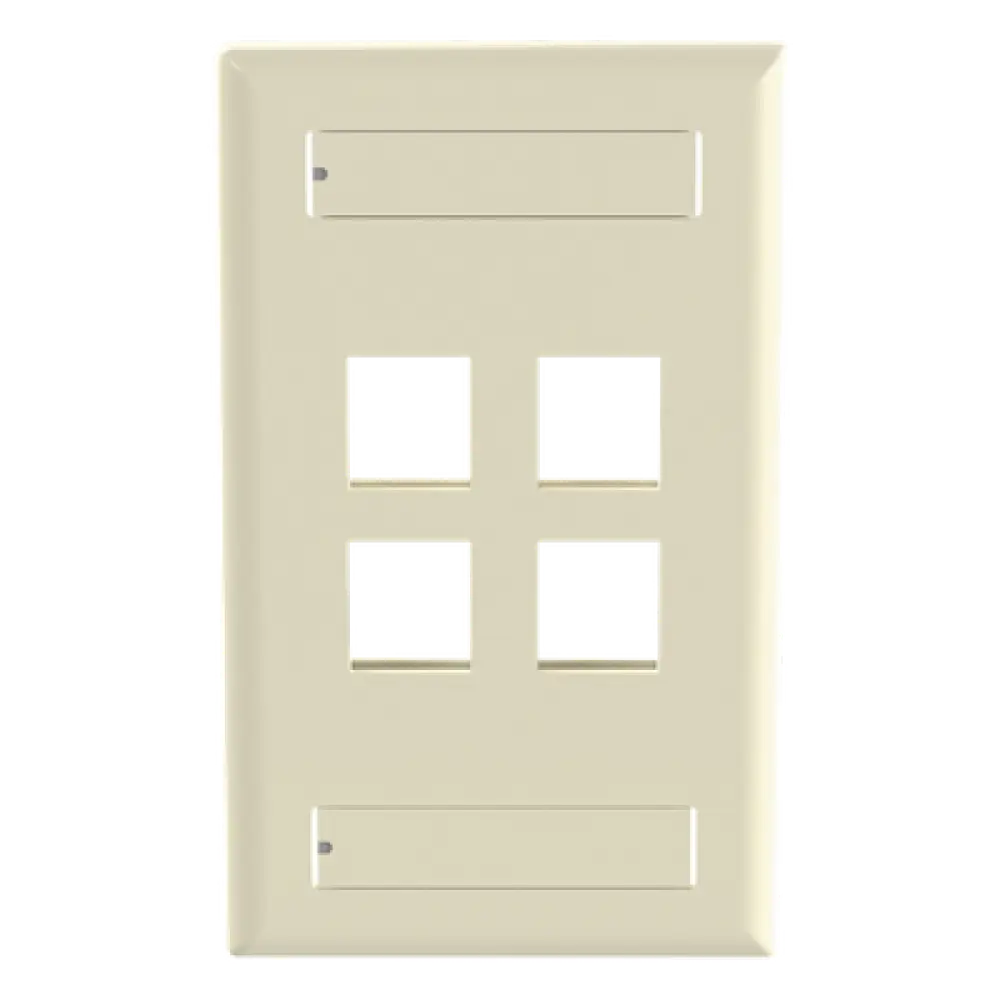 Placa de Pared Vertical / 4 Puertos Keystone / ABS / 69.8 x 114.3 mm / 2.75 x 4.5 pulg. / Marfil