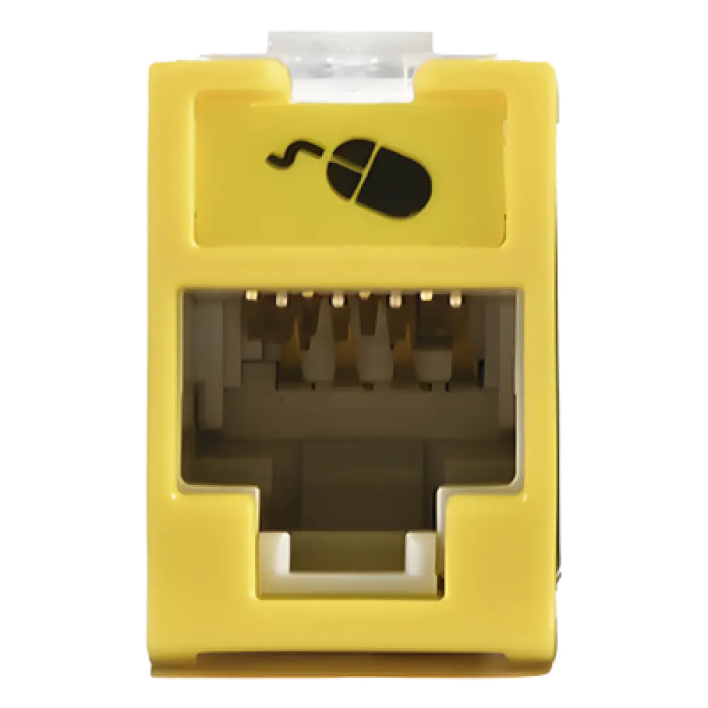 Jack RJ45 Cat5e / UTP / Montaje Híbrido Plano o Angulado / Terminación 110 / Amarillo