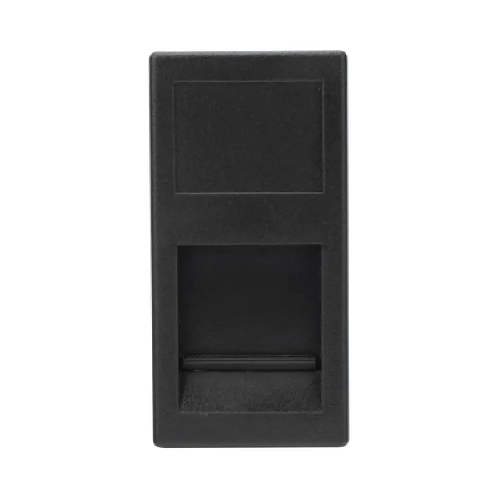 Medio Módulo / 1 Puerto Keystone RJ45 / Guardapolvo Integrado / Cajas Teleblock y Ofiblock / Acabado Negro