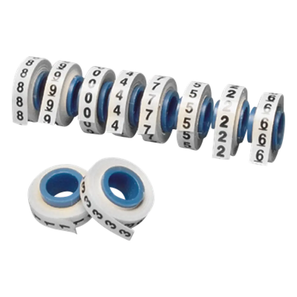 Rollos de Etiquetas Marcadoras / Pre-Impresas 0-9 / Poliéster / 2.4 m (7.87 ft) / Blanco