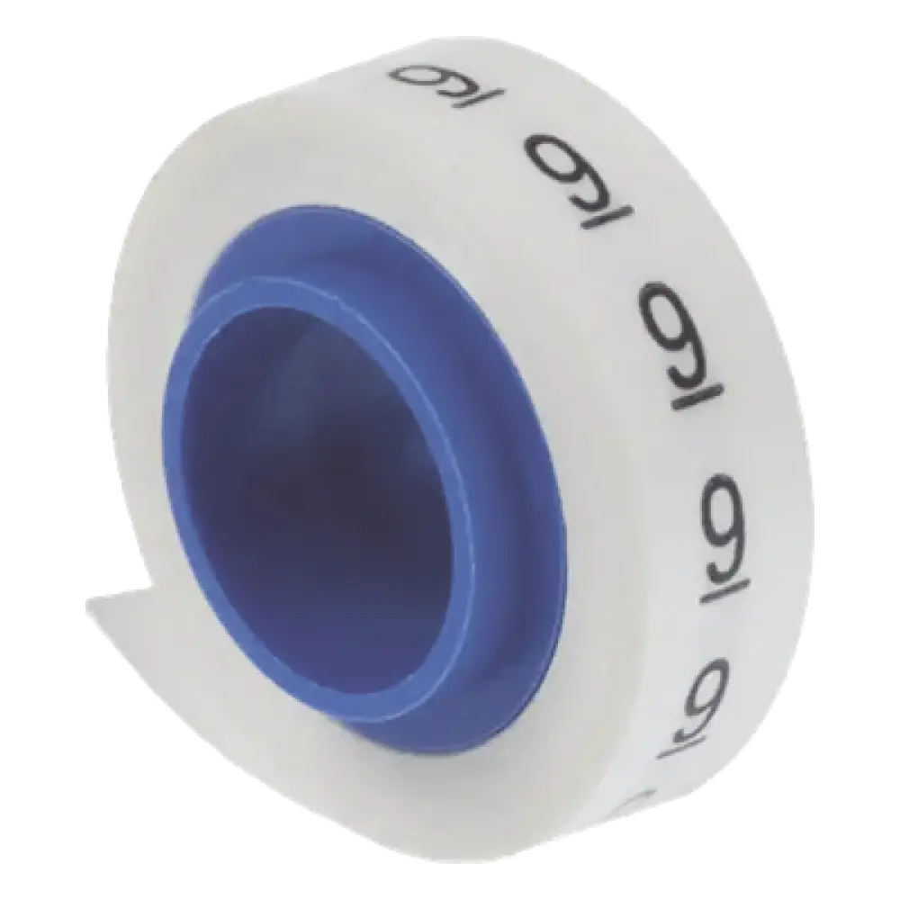 Rollos de Etiquetas Marcadoras / Pre-Impresas 0-9 / Poliéster / 2.4 m (7.87 ft) / Blanco