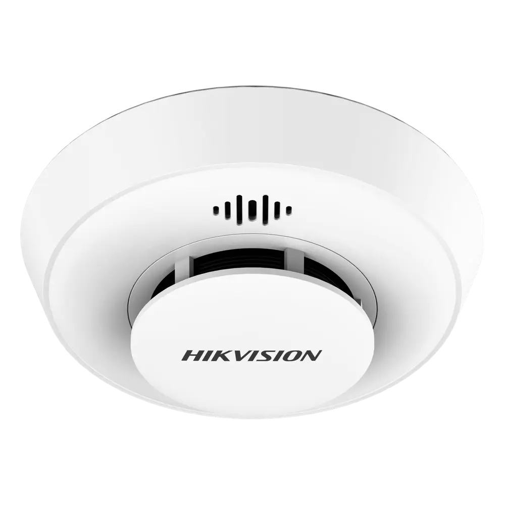 Detector de Humo Interlink con Hub / Doble Tecnología de Sensor de Luz / Alarma Auditiva 85 dB / Batería de Litio 10 Años / Autoverificación / Interconectable 30 Dispositivos / Wi-Fi Hik-Connect