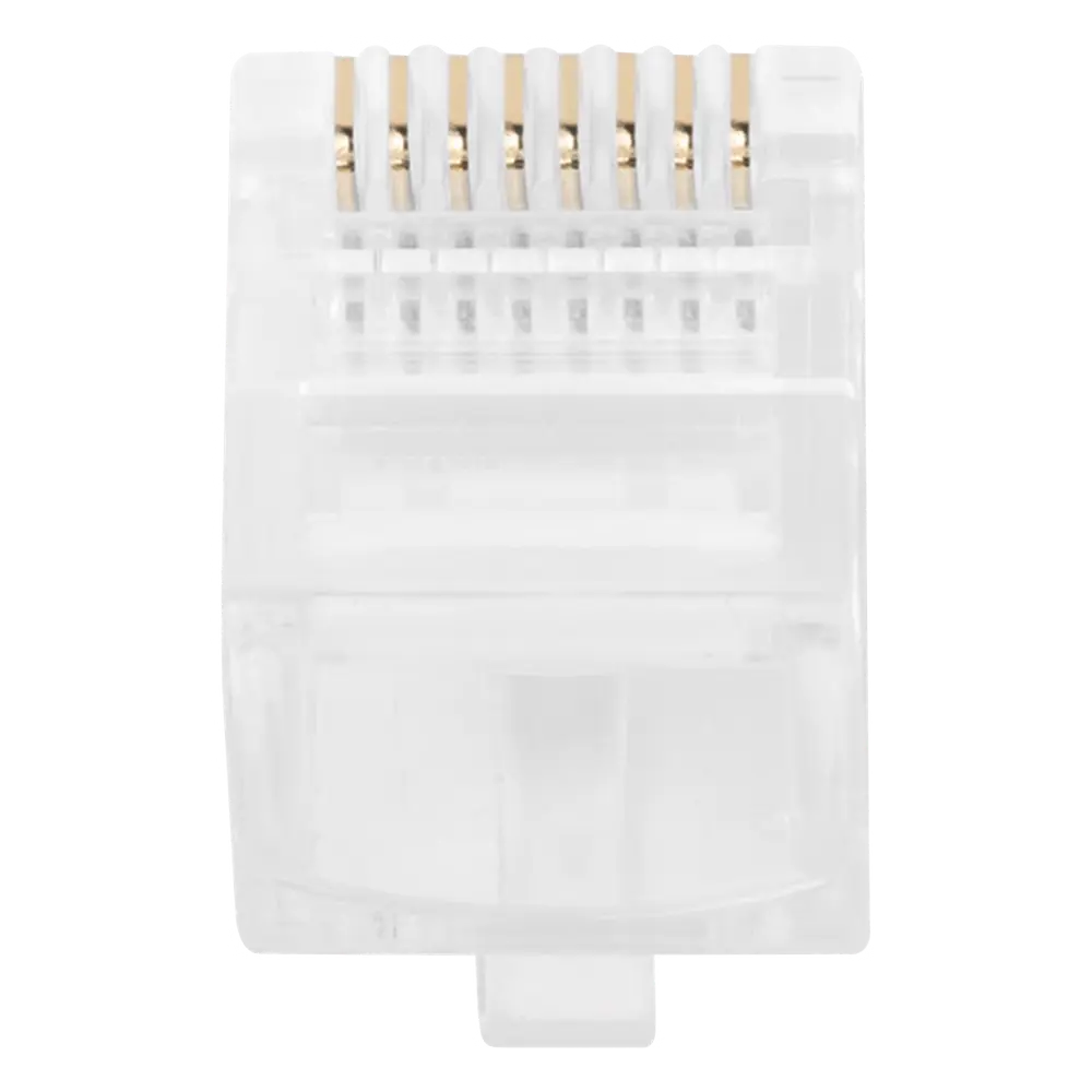Bote con 100 Plugs Pass Through RJ45 Cat5e sin Blindaje, Chapado de Oro a 30 Micras para Durabilidad Extrema