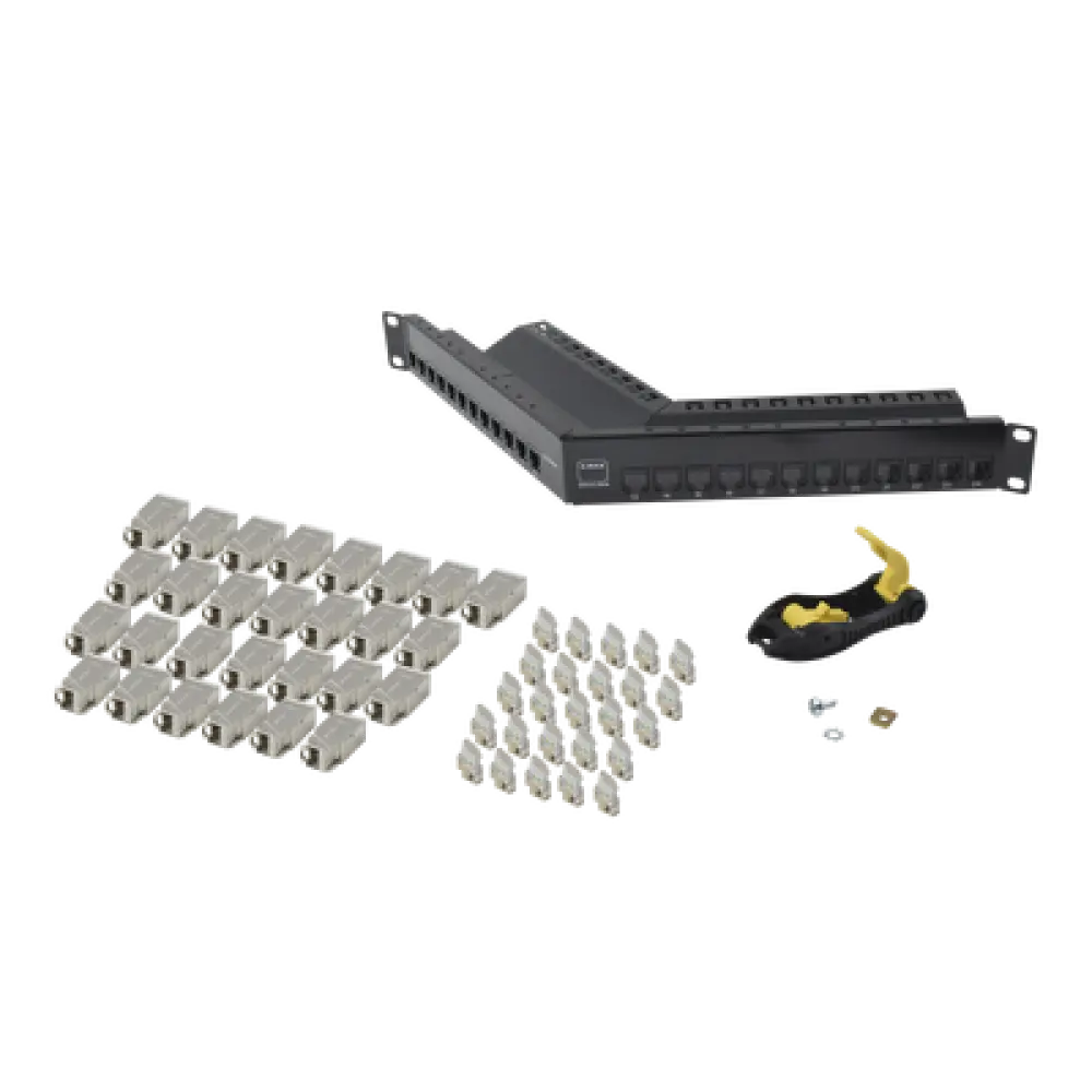 Patch Panel / 24 Puertos / Blindado Cat 6A / Angulado / 1UR