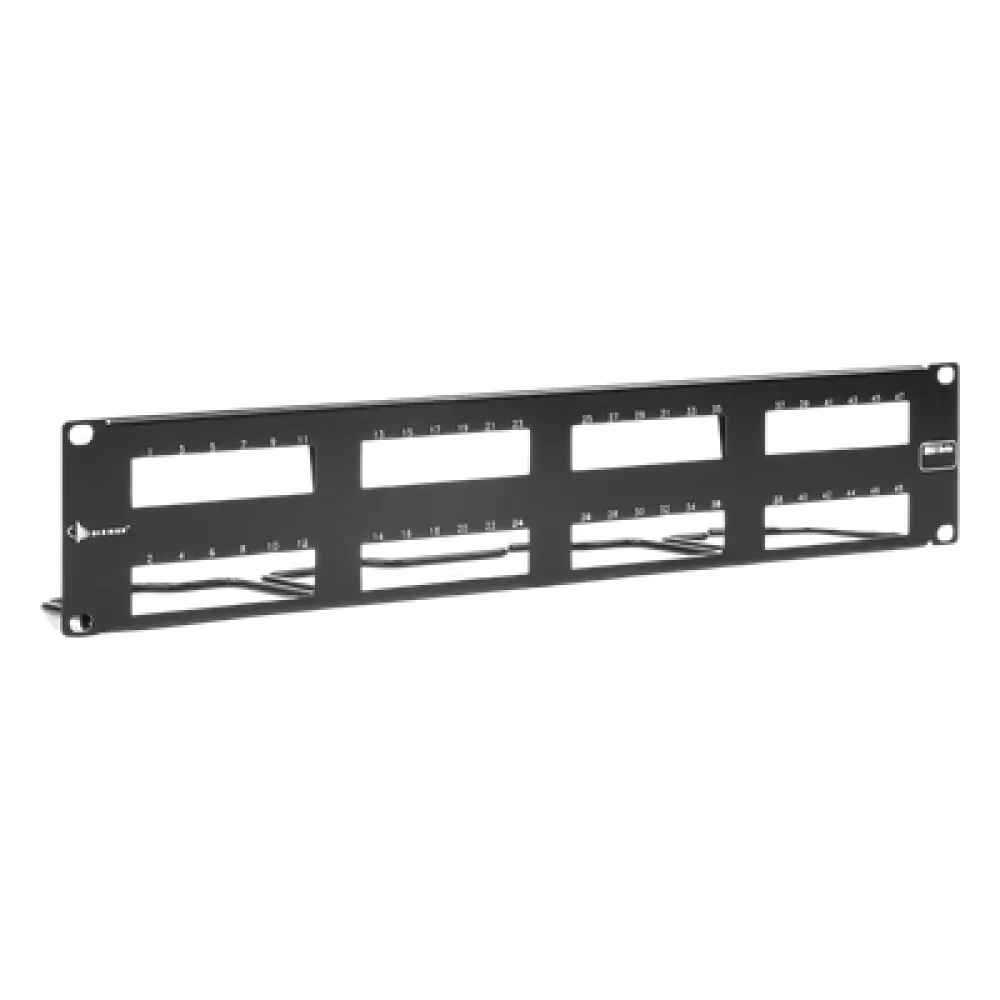 Patch Panel / 48 Puertos UTP / Vertical 2U (3.5') / Aluminio Cepillado / Negro / 19" Rack