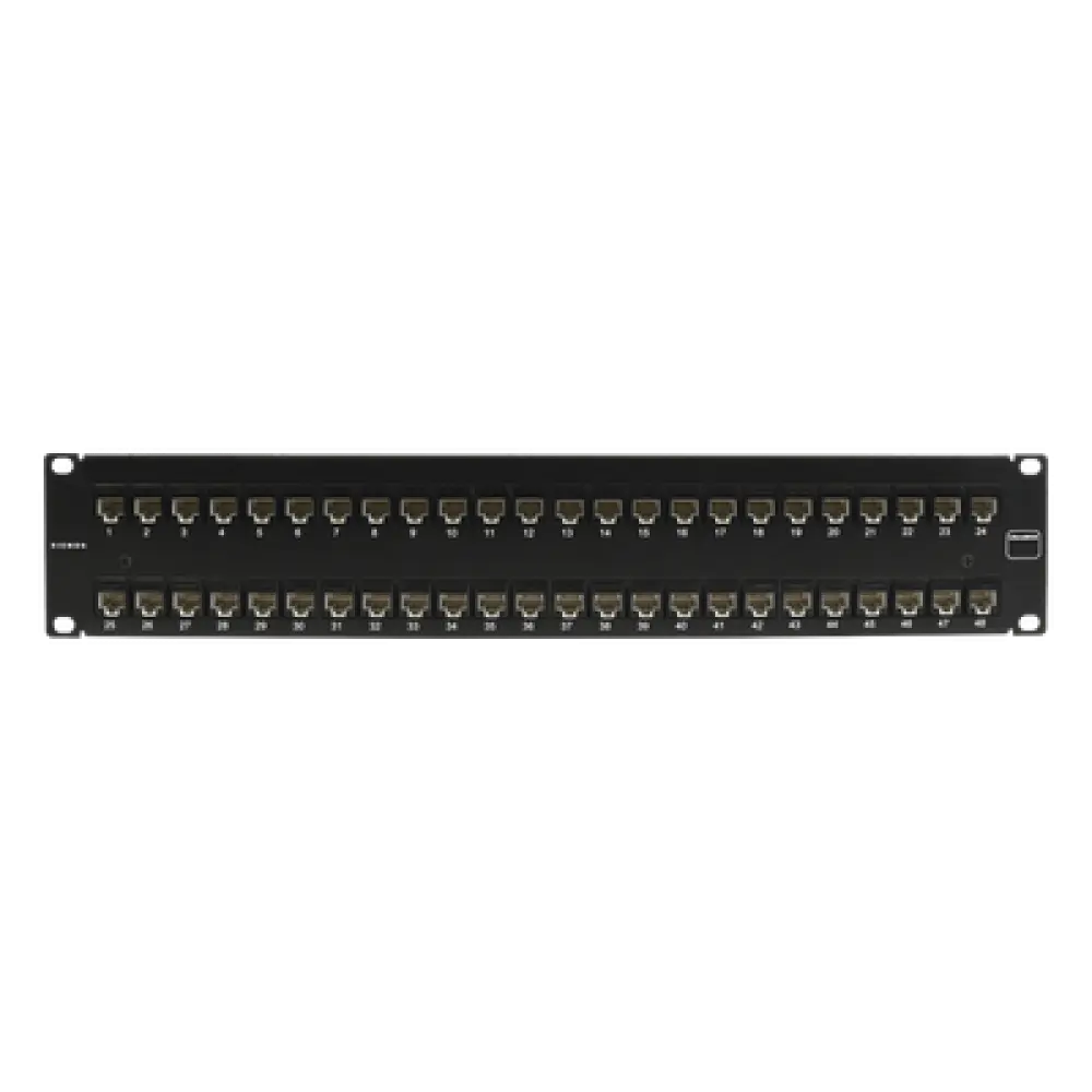 Patch Panel / UTP Cat5e / 48 Puertos / Plano / 2U / 19" Rack / -10 a 60 °C / UL94 V-0