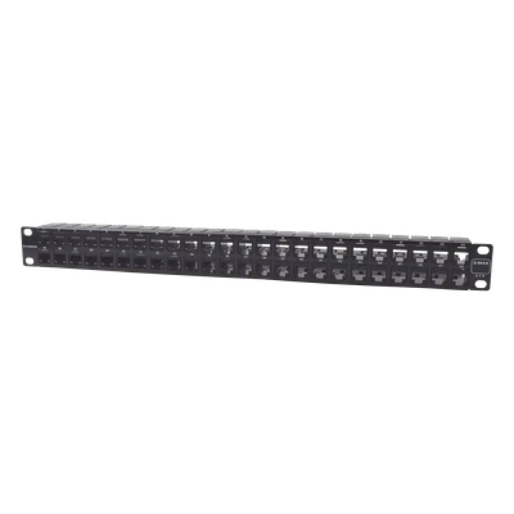 Patch Panel UTP / 48 Puertos Cat 6 / Plano 1UR / 19" Rack / Acero Negro / 4.3 x 19 x 1.7 in
