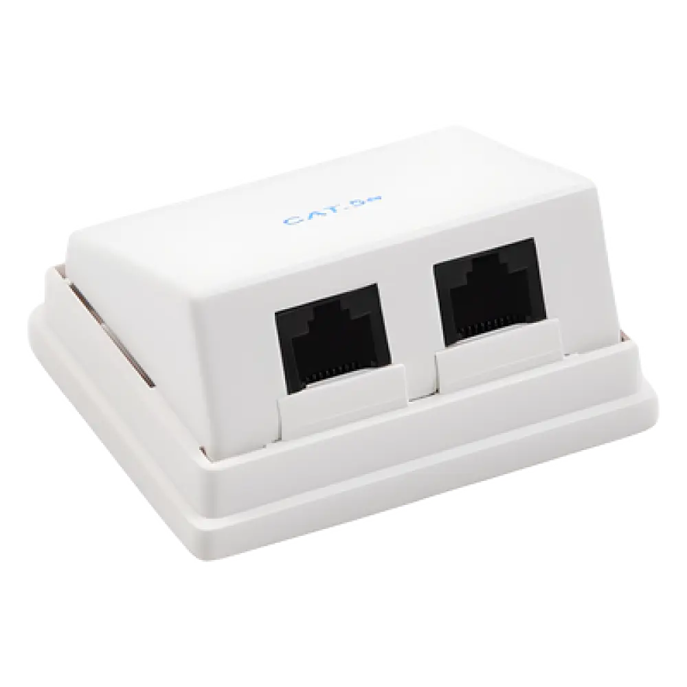 Caja de Pared Angulada / 2 Puertos Keystone / Cat5e/Clase D / UL 94V-0 / 0 a 70°C