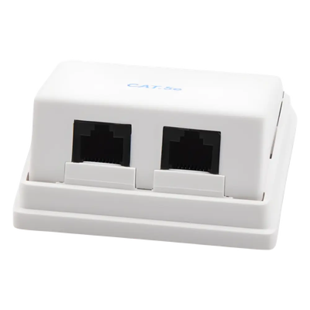 Caja de Pared Angulada / 2 Puertos Keystone / Cat5e/Clase D / UL 94V-0 / 0 a 70°C