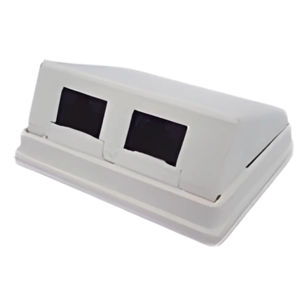 Caja de Pared Angulada / 2 Puertos Keystone / Cat5e/Clase D / UL 94V-0 / 0 a 70°C