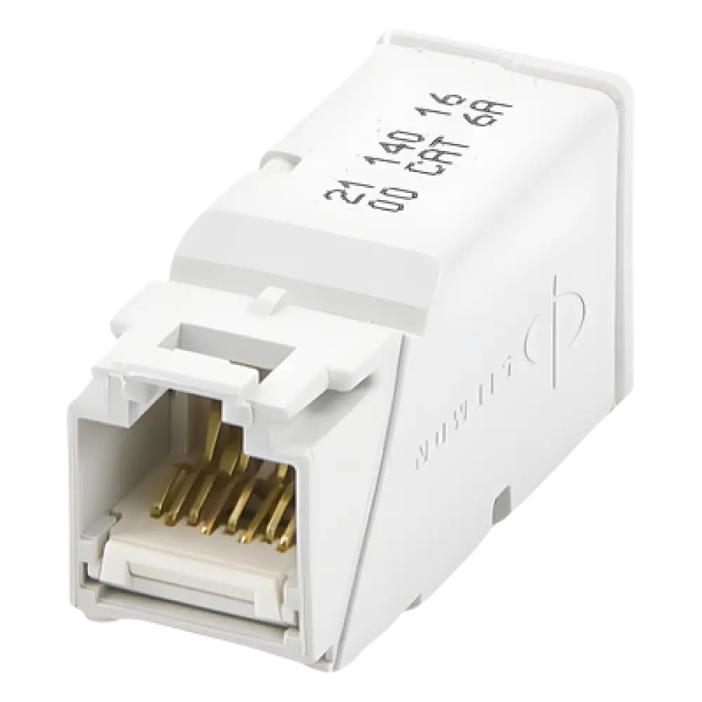 Conector UTP / Cat6A / Terminación T568A/B / Conductor 22-26 AWG / Diseño Compacto Apilable / 1.48mm Máx. Sobre Aislamiento