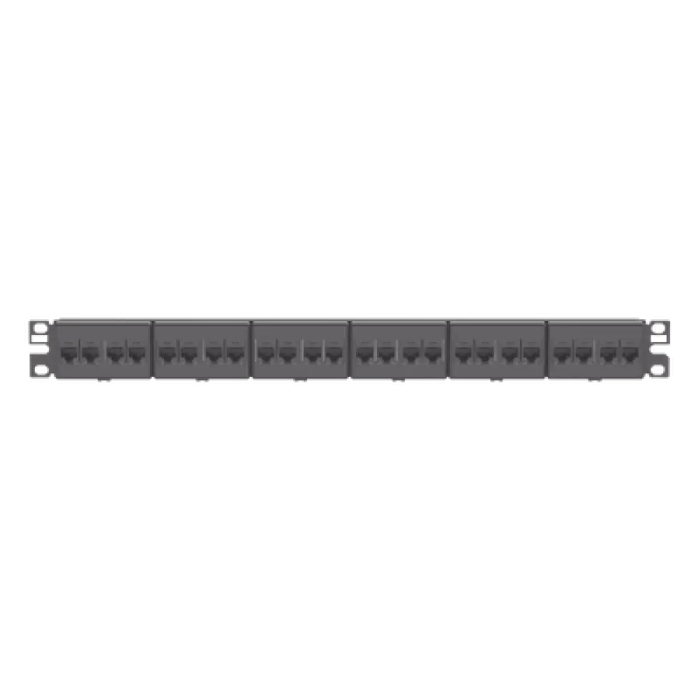 Panel de Parcheo / 24 Puertos / Cat 5e / 1 UR / Plano / Negro