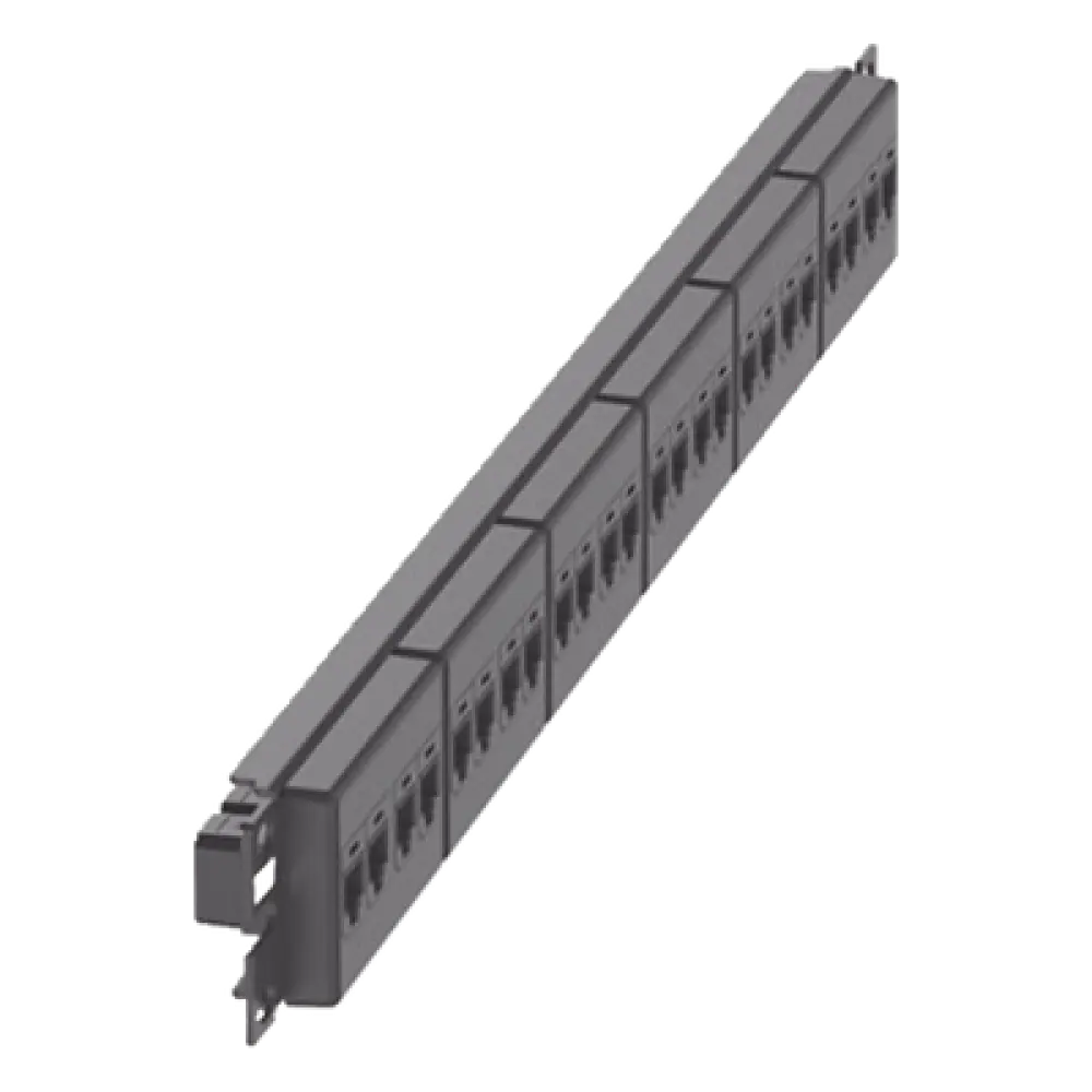 Panel de Parcheo / 24 Puertos / Cat 5e / 1 UR / Plano / Negro