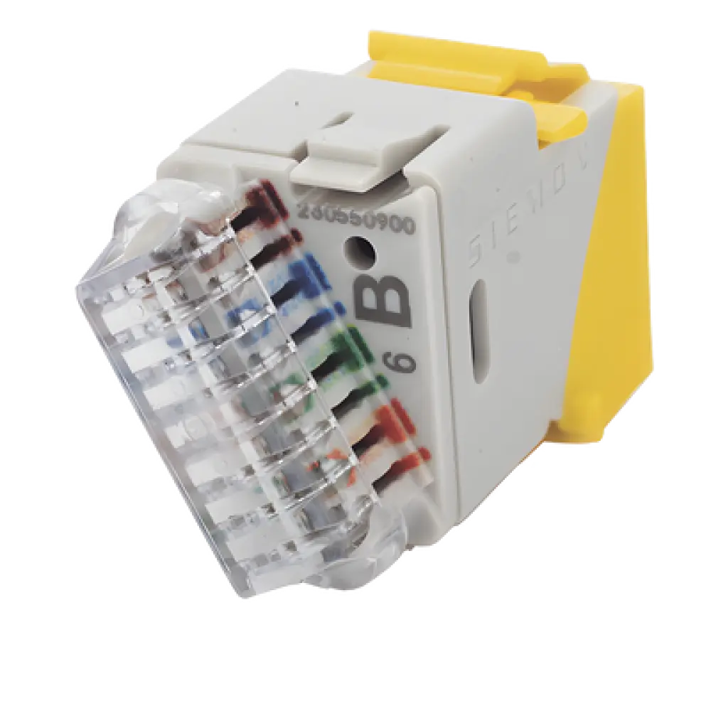 Jack Keystone Cat6 UTP / 250 MHz / Amarillo / -10 a 60°C / 22-24 AWG / T568A/B