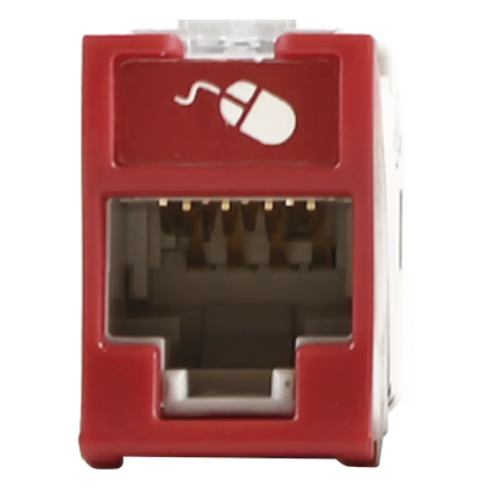 Jack RJ45 Cat6a / UTP / Montaje Híbrido Plano-Angulado / Terminación 110 / Color Rojo