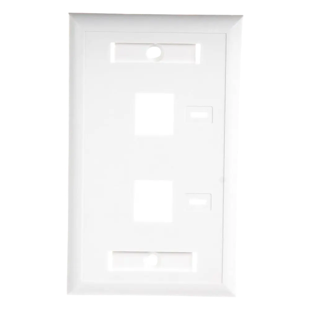 Placa de Pared de 2 Puertos, Keystone, con Espacio para Etiqueta, Color Blanco
