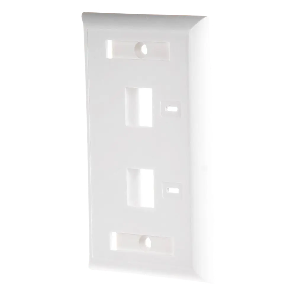 Placa de Pared de 2 Puertos, Keystone, con Espacio para Etiqueta, Color Blanco